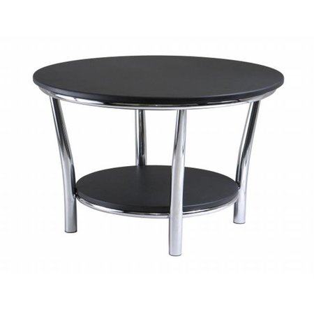 WINSOME Winsome 93230 Maya Round Coffee Table Black Top Metal Legs 93230